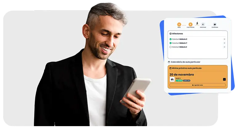 Aluno em aula particular de inglês online com professor da Essential Idiomas