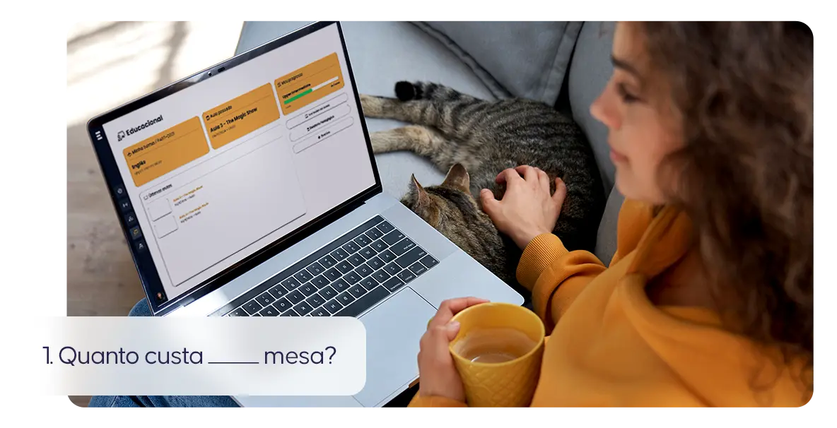 Plataforma de exercícios online para praticar inglês e espanhol.
